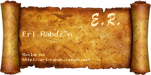 Erl Rabán névjegykártya